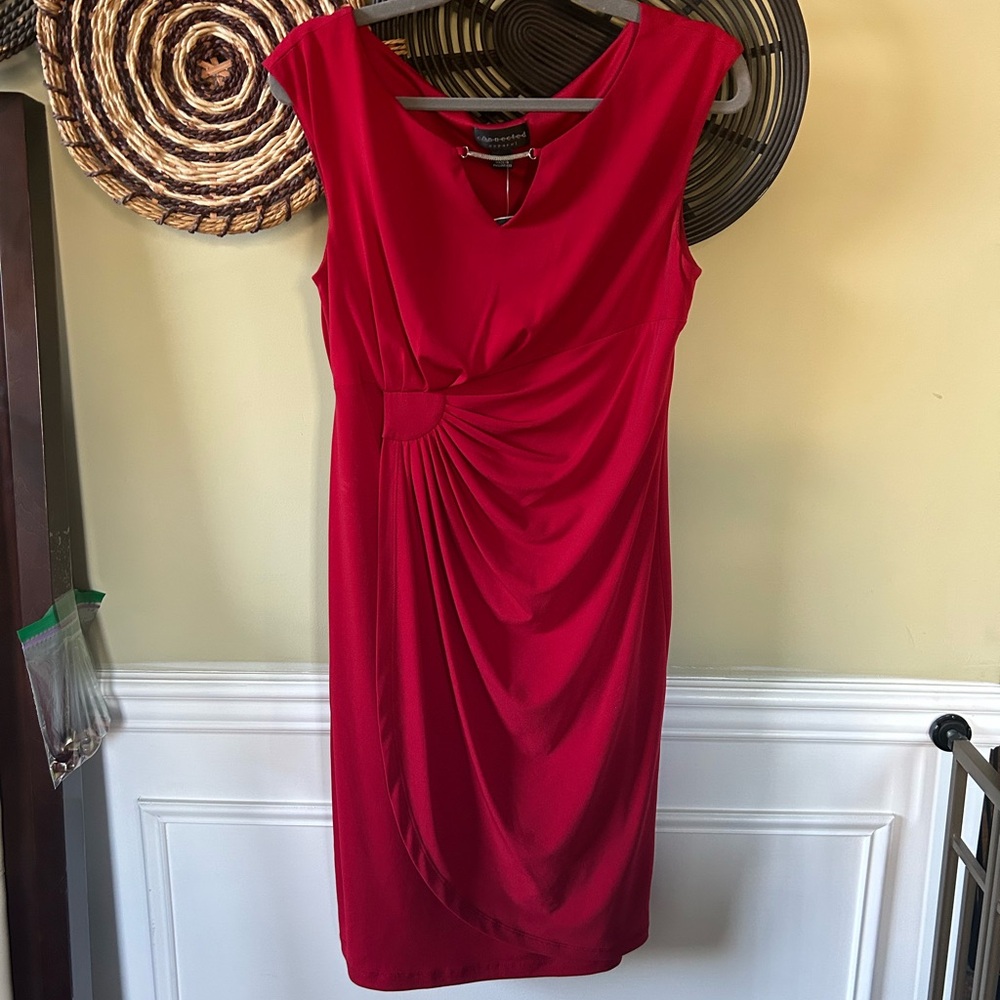 Connected Apparel Red Midi Dress